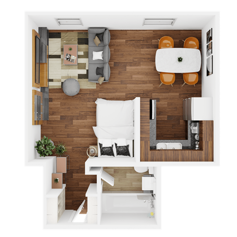 Floor plan for studio, 1 bath, 475 sqft